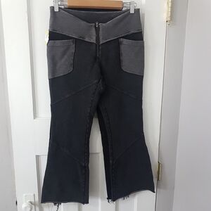 Free People Movement Boho Flared Pull On Zipper Front Grunge Casual Pants Sz S